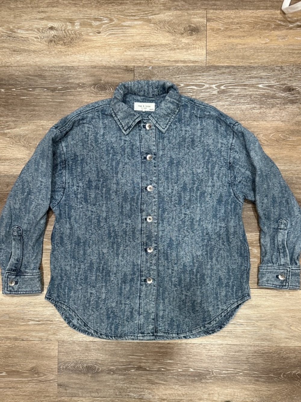 rag & bone Washed Denim Button-Down Shirt - Blue